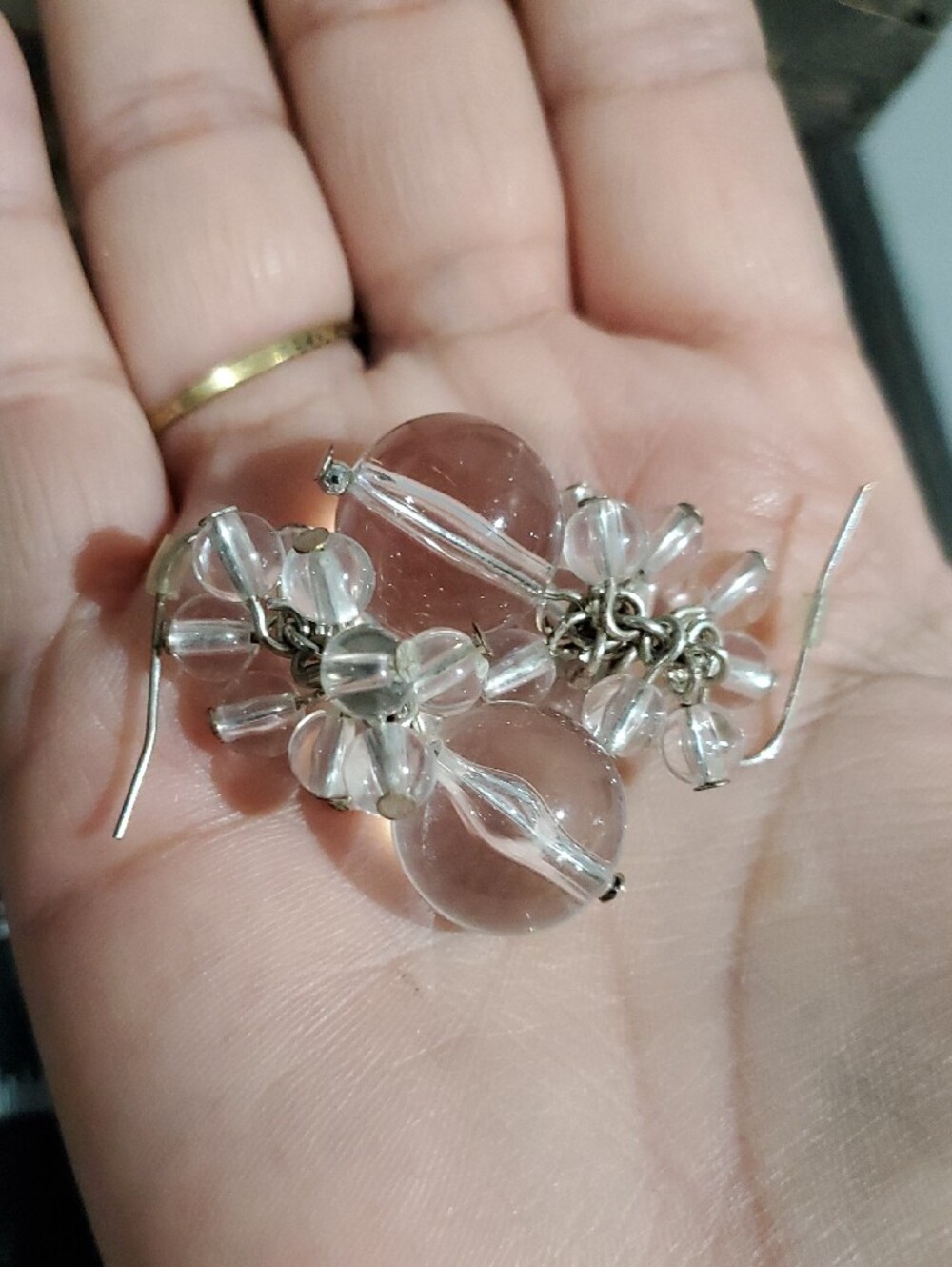 Clear Glass Cluster Drop Earrings - Women Jewelry - Picture 10 of 10